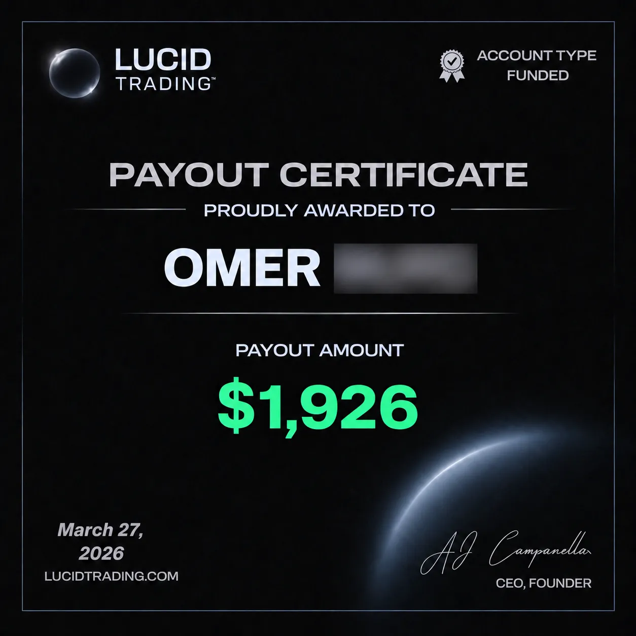 Prop firm payout certificate