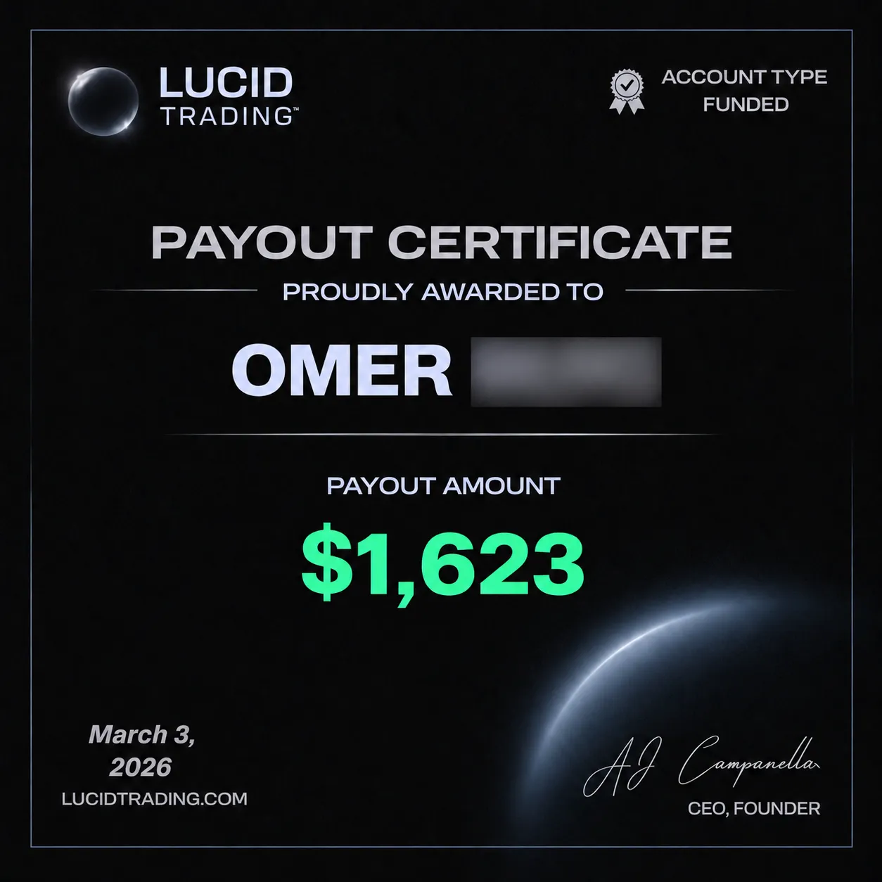 Prop firm payout certificate
